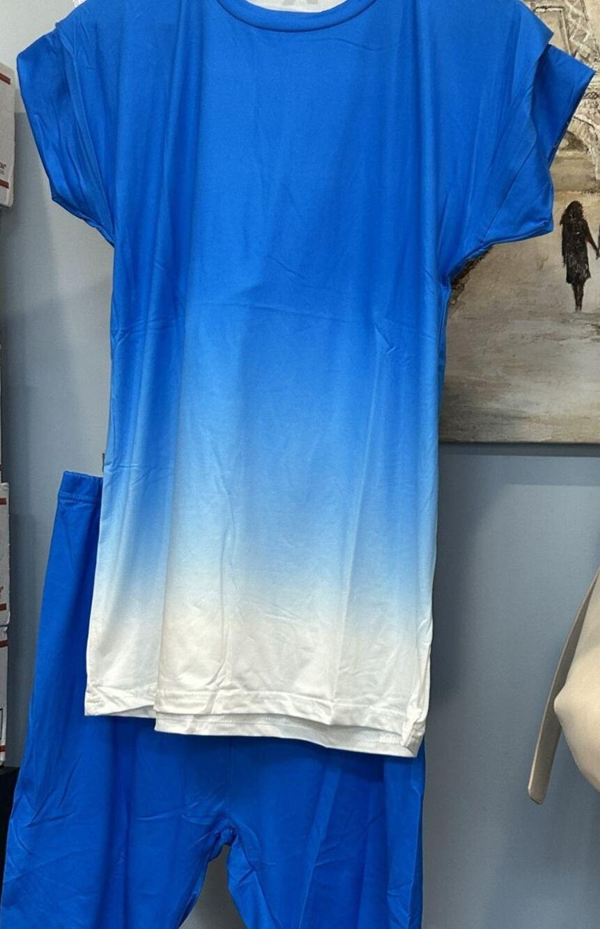 Tee & Short Set | Blue White | Large